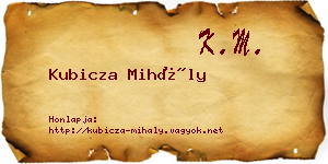 Kubicza Mihály névjegykártya